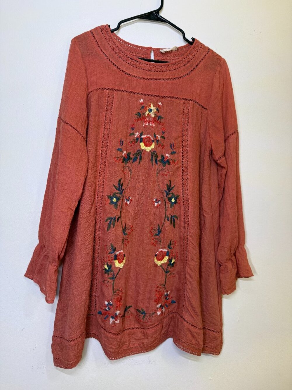 Altar'd State Rust Embroidered Boho Tunic Dress